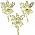 Floristik24 Julgransdekorationer tomteälvor hänge gyllene H15cm 16st