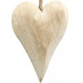 Hjärta av trä, dekorativt hjärta för upphängning, hjärtdekoration H16cm 2st