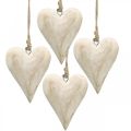Floristik24 Hjärta av trä, dekorativt hjärta för upphängning, hjärtdekoration H10cm 4st