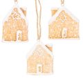 Pepparkakshus Keramik Hängande Dekoration Vinter Juldekoration 6cm 3st | Floristik24.se