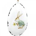 Floristik24 Ägg med kanin, påskägg att hänga, metalldekor vit H10,5cm 4st