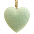 Floristik24 Trähjärta deco hängare hjärta av trä deco grön 12cm 3st