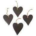 Floristik24 Hängande dekoration skiffer hjärta dekorativa hjärtan svart 10,5cm 4st