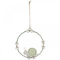Floristik24 Dekorativ ring med snigel, vårdekor, metalldekor grön/rosa Ø14,5cm set om 2