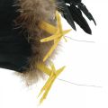Floristik24 Deco tupp med fjädrar gul vårdekoration figur påsk 24cm