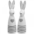 Floristik24 Kaninkeramik svart och vitt, påskhare dekoration par kaniner med hjärta H20.5cm 2st