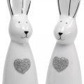 Floristik24 Kaninkeramik svart och vitt, påskhare dekoration par kaniner med hjärta H20.5cm 2st