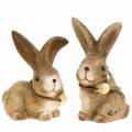 Floristik24 Dekorativa figurer kaniner med fjäder- och träpärlbrun blandade 7cm x 4,9 cm H 10cm 2st
