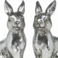Floristik24 Deco kanin sittande påskdekoration silver vintage H17cm 2st