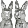 Floristik24 Deco kanin sittande påskdekoration silver vintage H13cm 2st