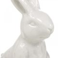 Floristik24 Keramisk kanin sittande vit påskhare Påskdekoration H14,5cm 3st