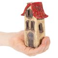 Keramisk husdekoration med rött tak, lysande hus, 15 cm, 2 stycken | Floristik24.se