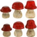 Floristik24 Höstdekoration deco-svampar gjorda av trä Röda träsvampar H5-7cm 6 stycken