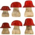 Floristik24 Höstdekoration deco-svampar gjorda av trä Röda träsvampar H5-7cm 6 stycken