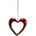 Floristik24 Hjärta av trä, deco hjärta att hänga, hjärta deco röd H15cm