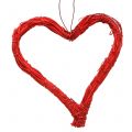 Floristik24 Raffia hjärtan att hänga röda 10 cm 12 st