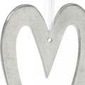 Floristik24 Dekorativt hjärta för att hänga bröllopsdekorationer i silver 22 × 12cm