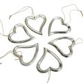Floristik24 Hjärtdekoration för upphängning av metallhjärta silver 7,5 × 8,5 cm 6 st