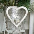 Floristik24 Hjärta att hänga, värmeljushållare till advent, bröllopsdekor metall silver H24cm