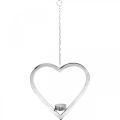 Floristik24 Hjärta att hänga, värmeljushållare till advent, bröllopsdekor metall silver H24cm