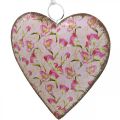 Floristik24 Hjärta att hänga, alla hjärtans dag, hjärtdekoration med rosor, mors dag, metalldekoration H16cm 3st