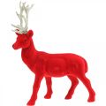 Floristik24 Dekorativ hjort dekorativ figur dekorativ ren flockade röd H28cm