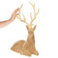 Dekorativ figurin av en liggande hjort med horn, flockad dekoration, 58 cm | Floristik24.se