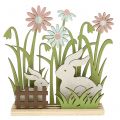 Floristik24 Kaniner i trä med blommor 16,5 cm