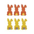 Floristik24 Träkaniner dekorativa kaniner Påskdekoration gul orange 4×8cm 6st