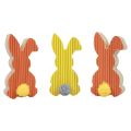 Floristik24 Träkaniner dekorativa kaniner Påskdekoration gul orange 4×8cm 6st