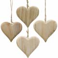 Floristik24 Dekorativt hjärta Alla hjärtans dag trähjärta för att hänga natur trädekoration 4st