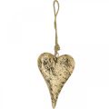 Floristik24 Hjärta att hänga trä gyllene vintage hängare 15cm