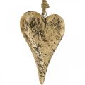 Floristik24 Hjärta att hänga trä gyllene vintage hängare 15cm
