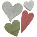 Floristik24 Trähjärtan hjärtan dekoration grå röd grön 3-6,5cm 8st