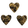 Floristik24 Trähjärtan dekorativa hjärtan svart guld glanseffekt 4,5cm 8st