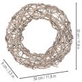 Träkrans, dekorativ krans, naturvit, Ø30cm, H9,5cm | Floristik24.se