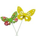 Floristik24 Träfjärilar på pinnen i diverse färger. 9 cm