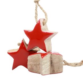 Floristik24 Trästjärna julgransdekorationer röda, naturliga dekorativa stjärnor 5cm 24st