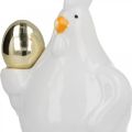 Floristik24 Dekorativ kyckling med guldägg, påskfigur porslin, påskdekoration höna H12cm 2st
