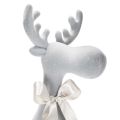 Dekorativ flockad älgfigur med rosett, hyllställ, 80 cm | Floristik24.se