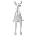 Dekorativ flockad älgfigur med rosett, hyllställ, 80 cm | Floristik24.se