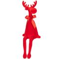 Floristik24 Dekorativ älgfigur med rosett, sittande, flockad hylla, 54 cm