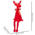 Dekorativ älgfigur med rosett, sittande, flockad hylla, 54 cm | Floristik24.se