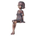 Floristik24 Kantsits trädgårdsfigur sittande tjej brons 52cm