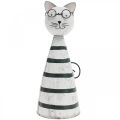 Floristik24 Katt med glasögon, dekorativ figur att placera, kattfigur metall svart och vit H16cm Ø7cm