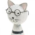 Floristik24 Katt med glasögon, dekorativ figur att placera, kattfigur metall svart och vit H16cm Ø7cm