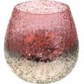 Floristik24 Glaslykta, värmeljushållare, bordsdekoration, ljusglas rosa / silver Ø15cm H15cm