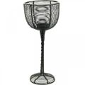 Floristik24 Värmeljushållare svart metall dekorativt vinglas Ø10cm H26,5cm