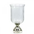 Floristik24 Lykta glas med botten antik look silver Ø17cm H31,5cm