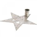 Floristik24 Metalldekorationsstjärna, avsmalnande ljushållare för jul silver, antik look 20cm × 19,5cm